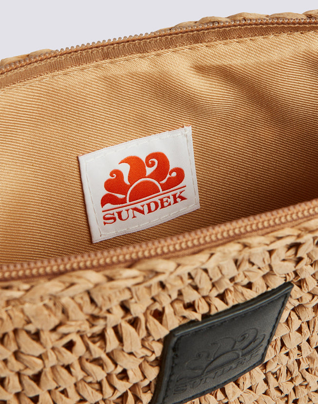 Mini Borsa in paper straw Sundek AW740ABPA100 Tan