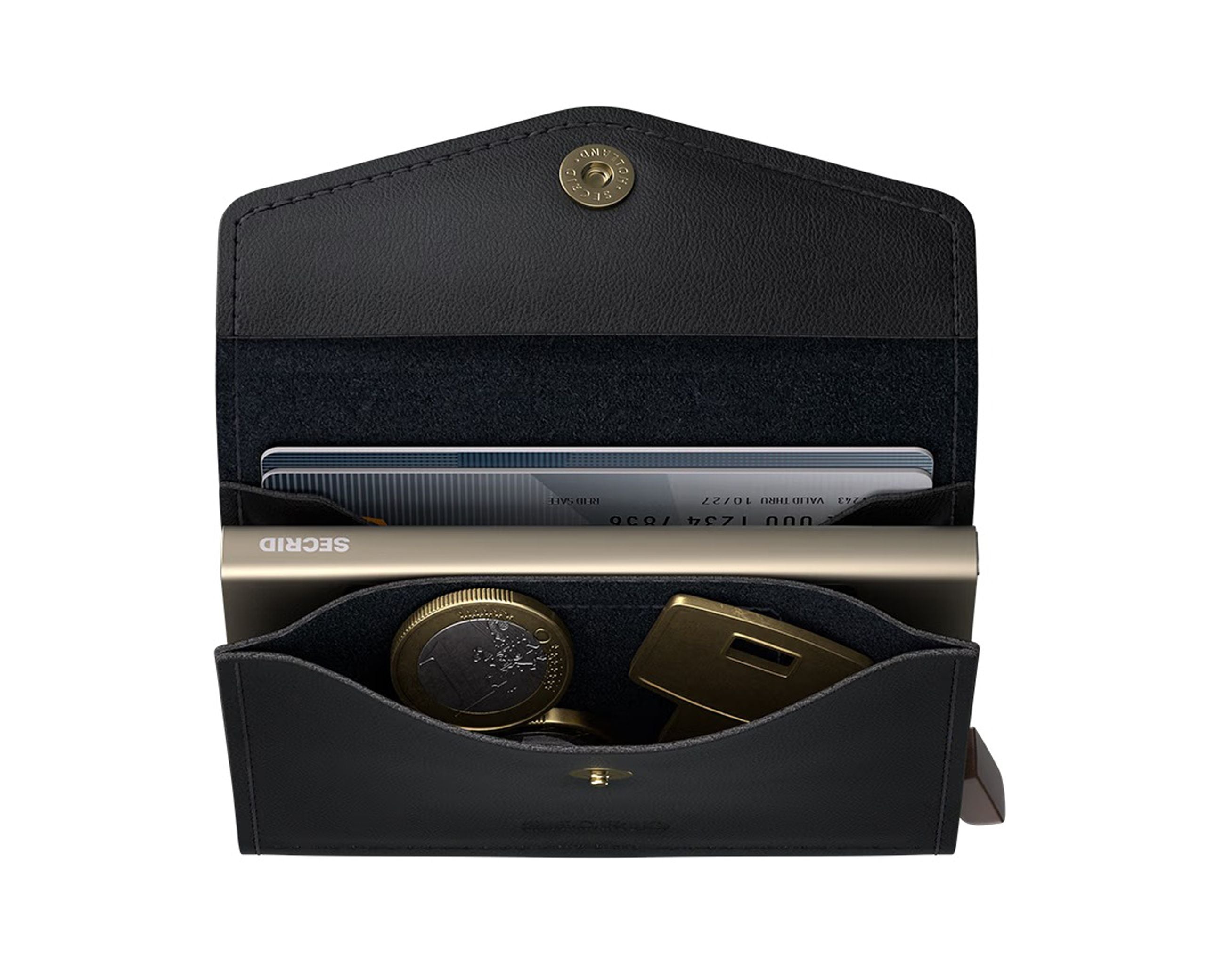 Portafoglio Secrid EOR-Black colore Black – envelope wallet in pelle con protezione RFID e chiusura a bottone