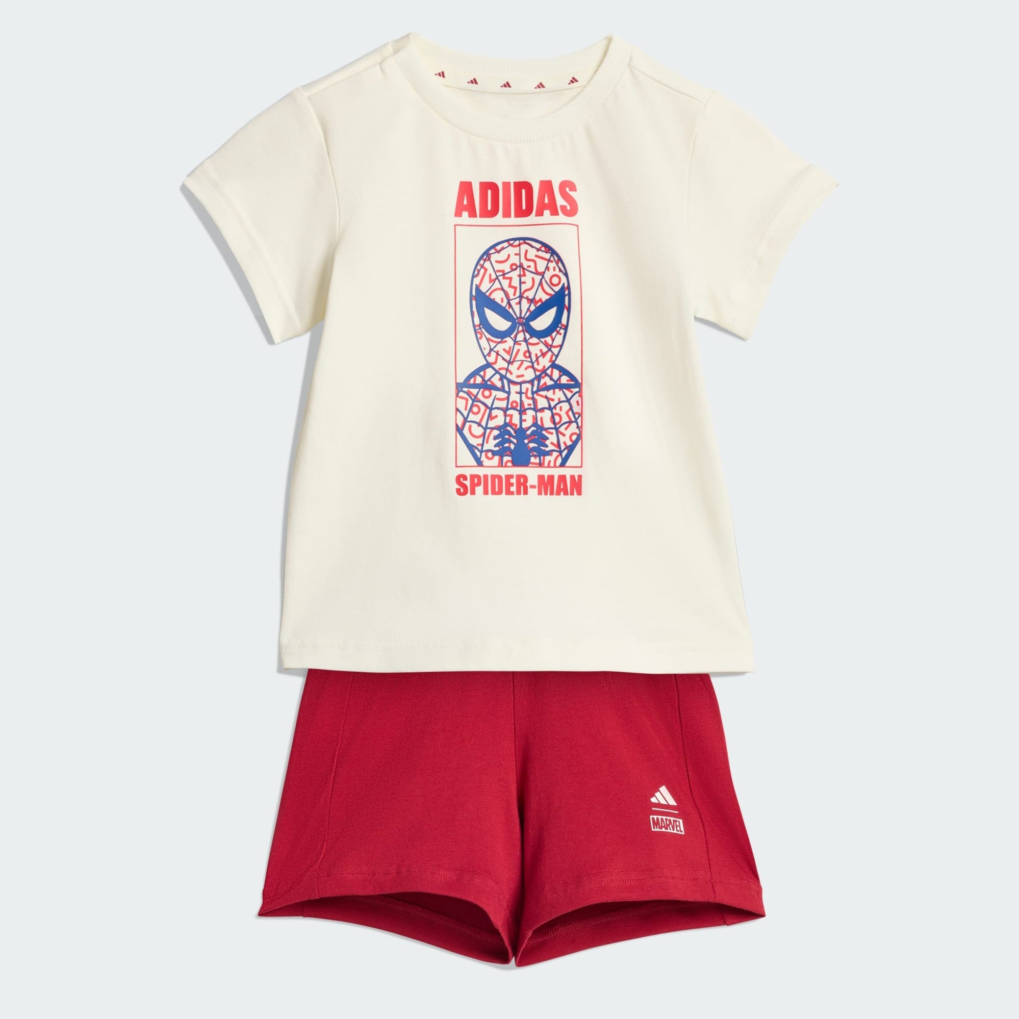 Set Adidas Marvel Spider-Man JZ3550 Off White bambino vista frontale