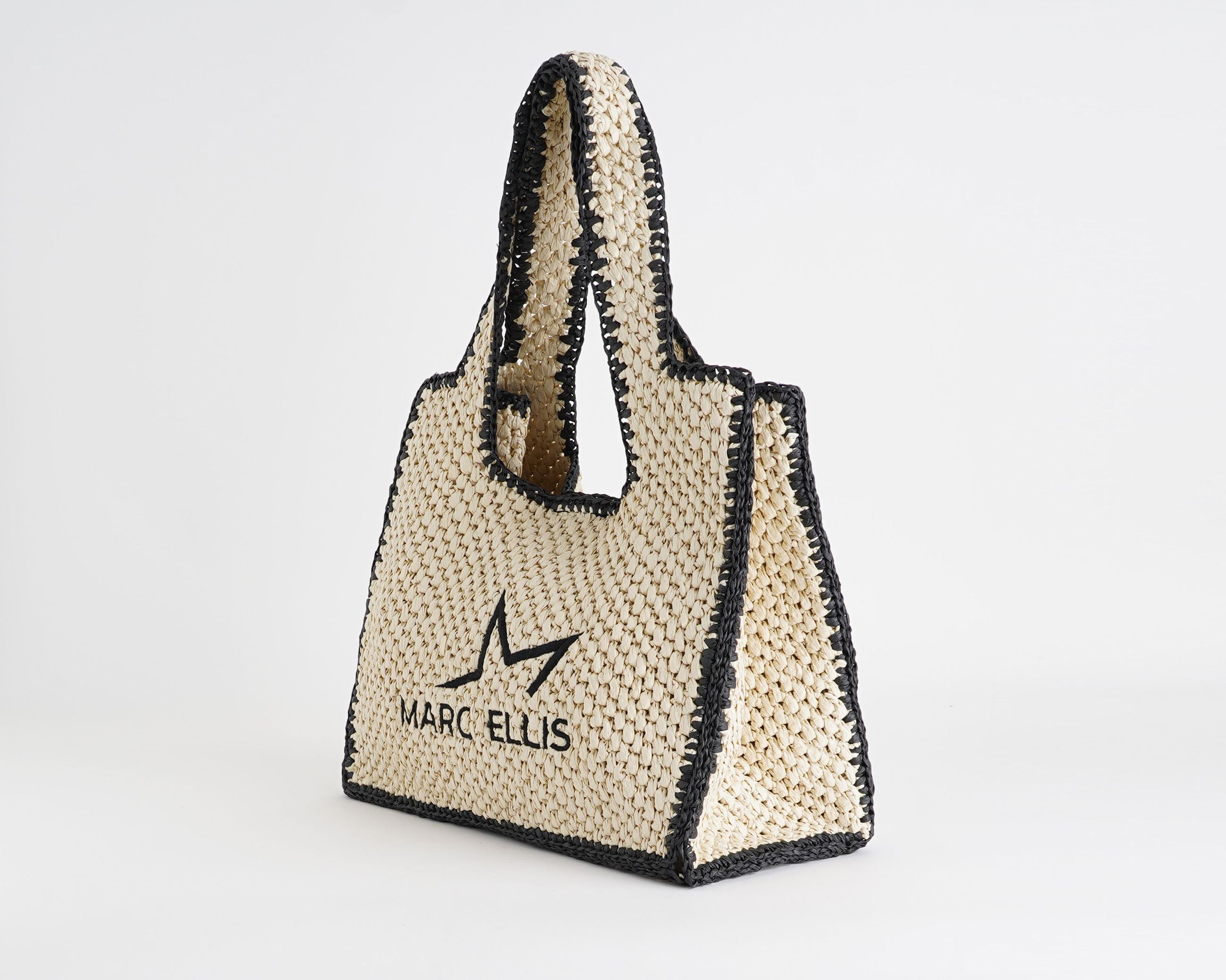 Borsa a spalla Marc Ellis Buby S.Paul natural da donna in rafia, chiusura clip, 30x36x16 cm