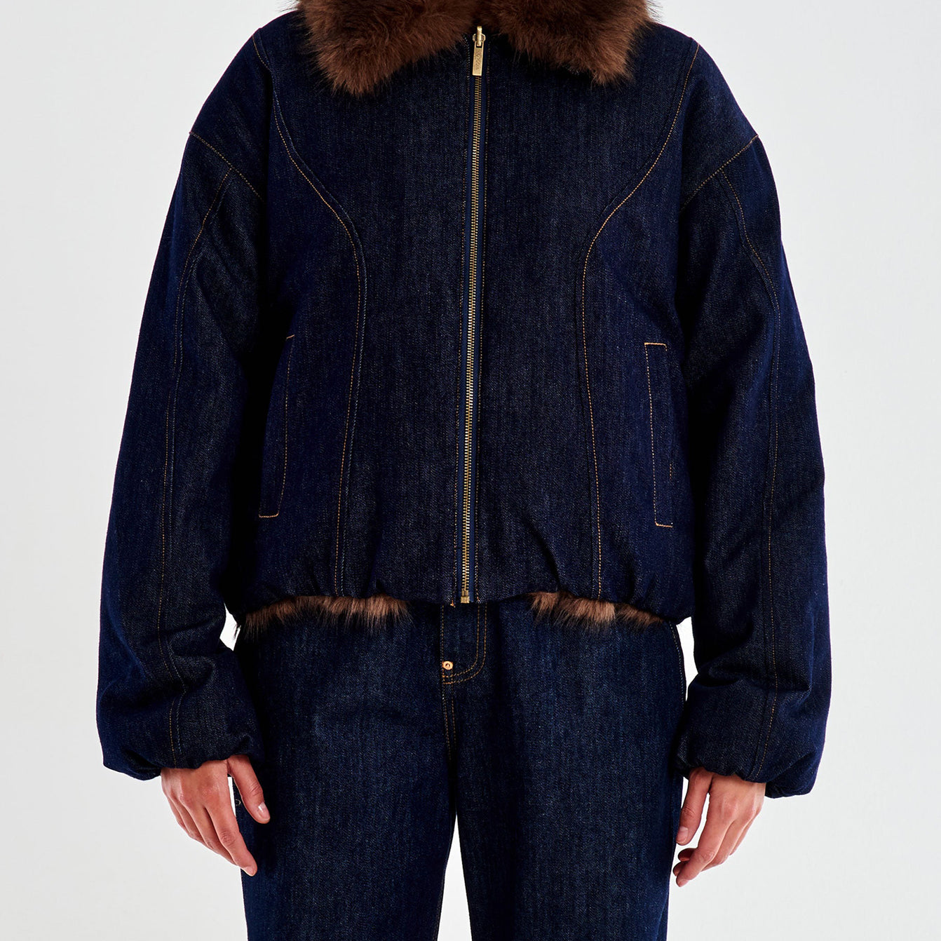 Bomber in Denim Raw Double Face VICOLO TF0080 Denim scuro Donna