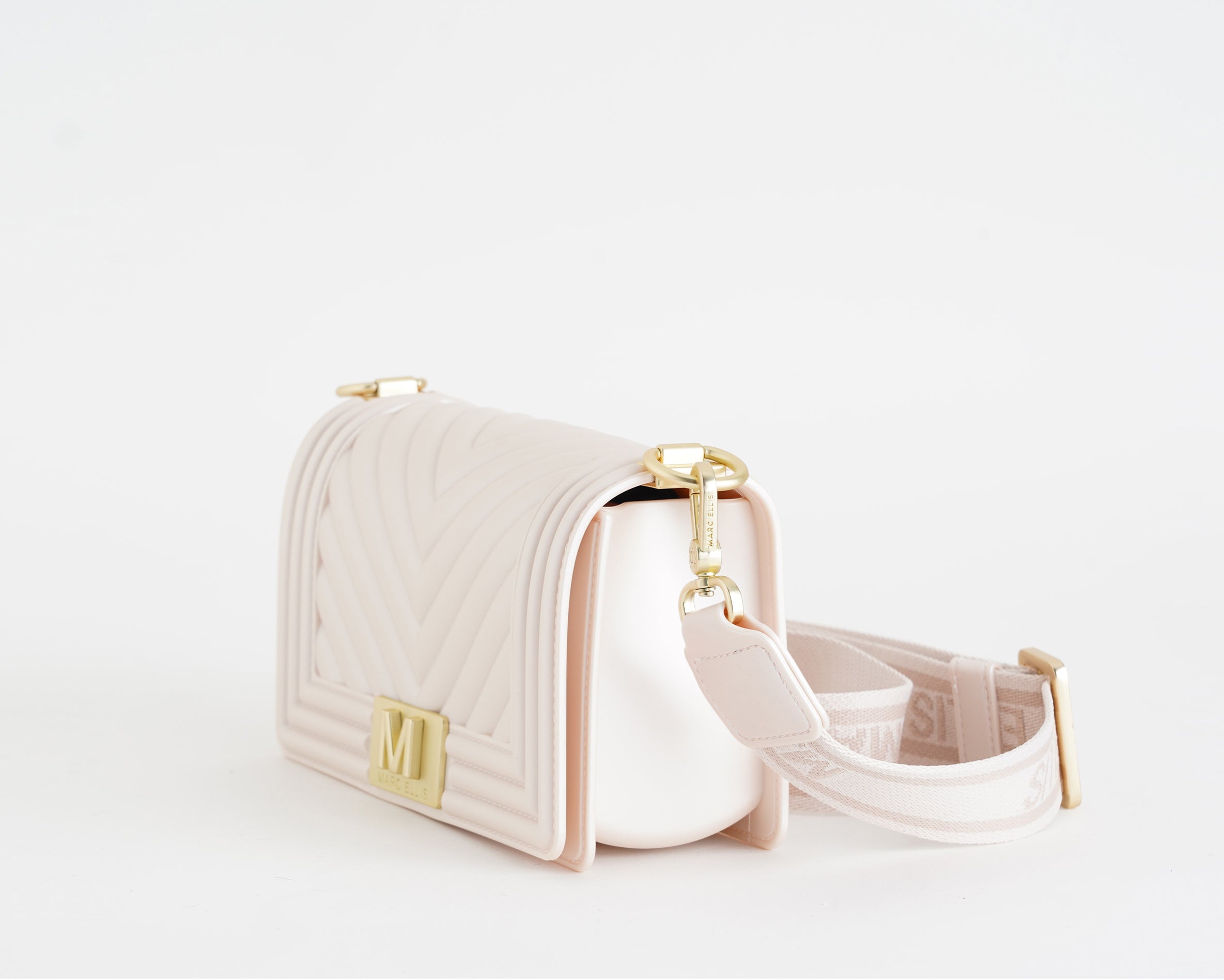 Borsa a spalla Marc Ellis Flat S Donna Light Rose Matt Gold - Vista laterale