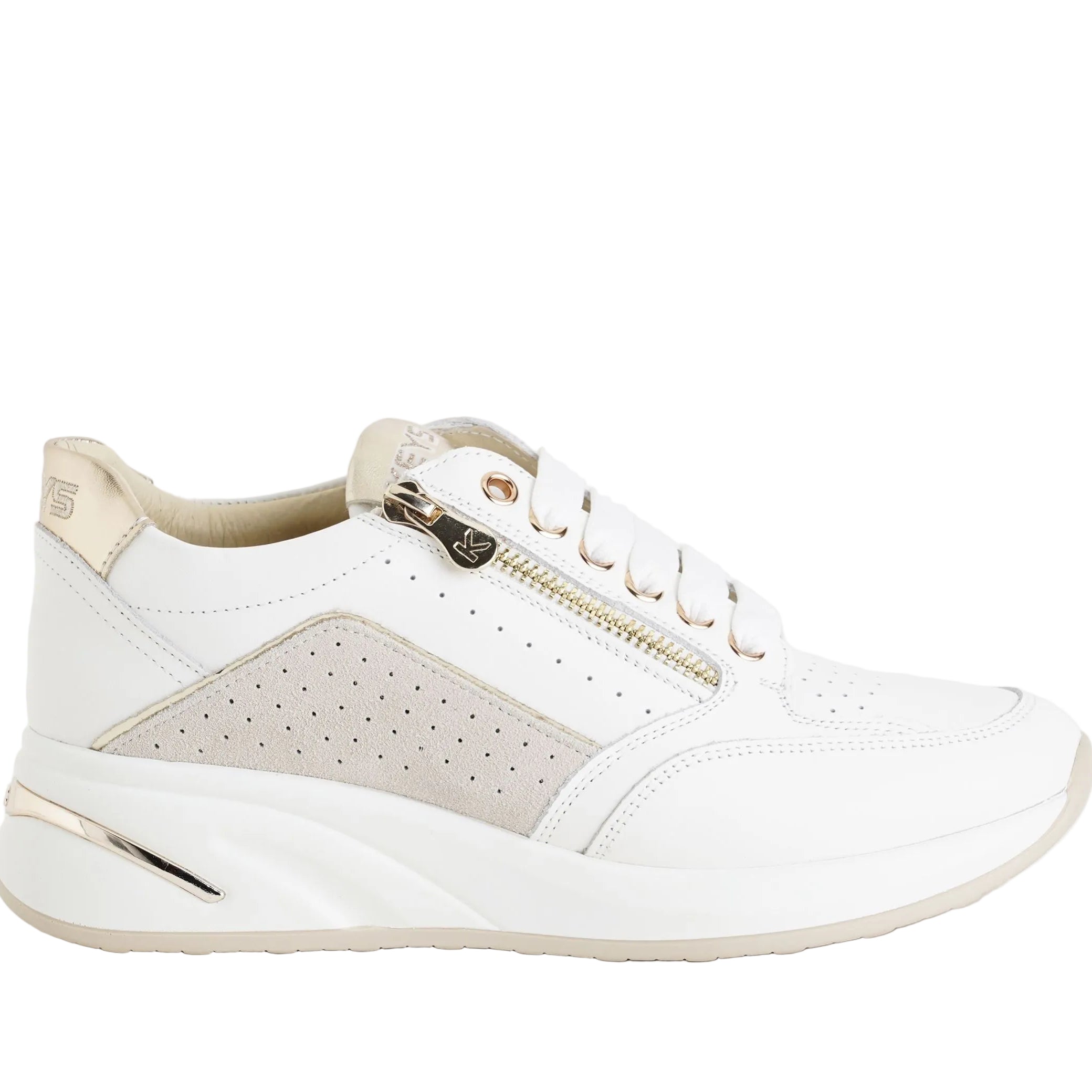 Sneakers con zeppa Keys K-11921 White/Gold Donna