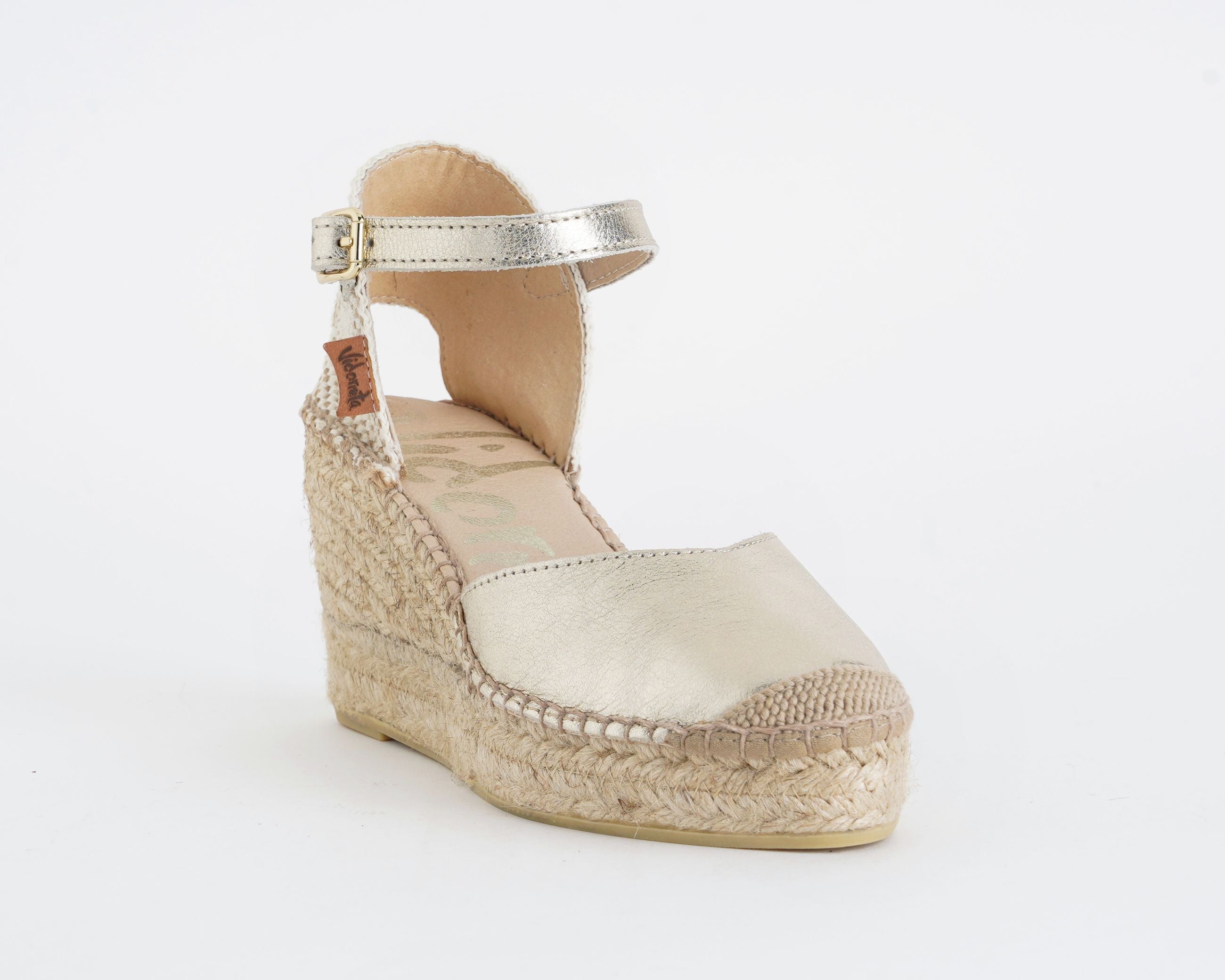 VIDORRETA Espadrillas 0313N nappa metallizzata platino zeppa donna - art. 0313N