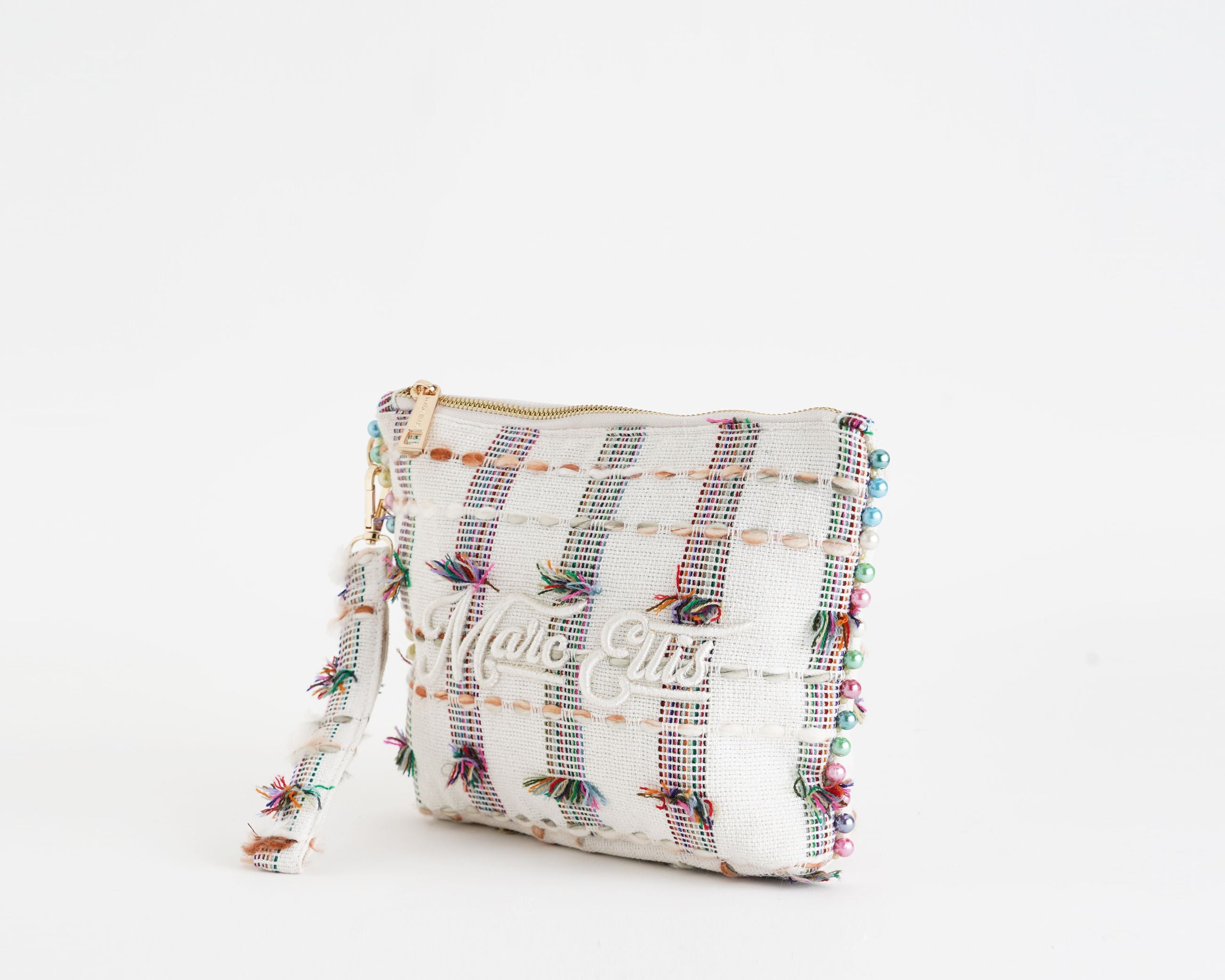 Pochette Marc Ellis Cassy Indy 26 Donna Variant 10 – vista laterale, profilo H.20×L.27×P.8 cm con manico removibile e tirazip logato