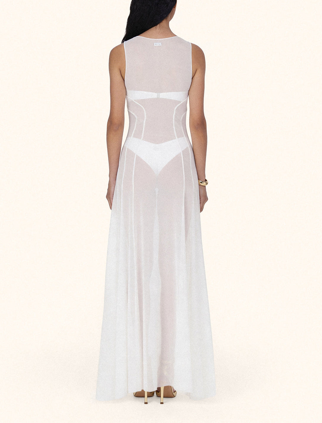 Abito lungo Me Fui SW0720-WH in tulle Bianco Donna
