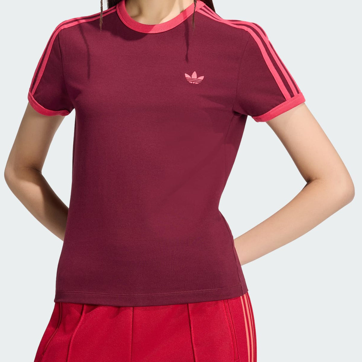 T-Shirt Adidas 3-Stripes KW0237 Maroon/Power Pink Donna