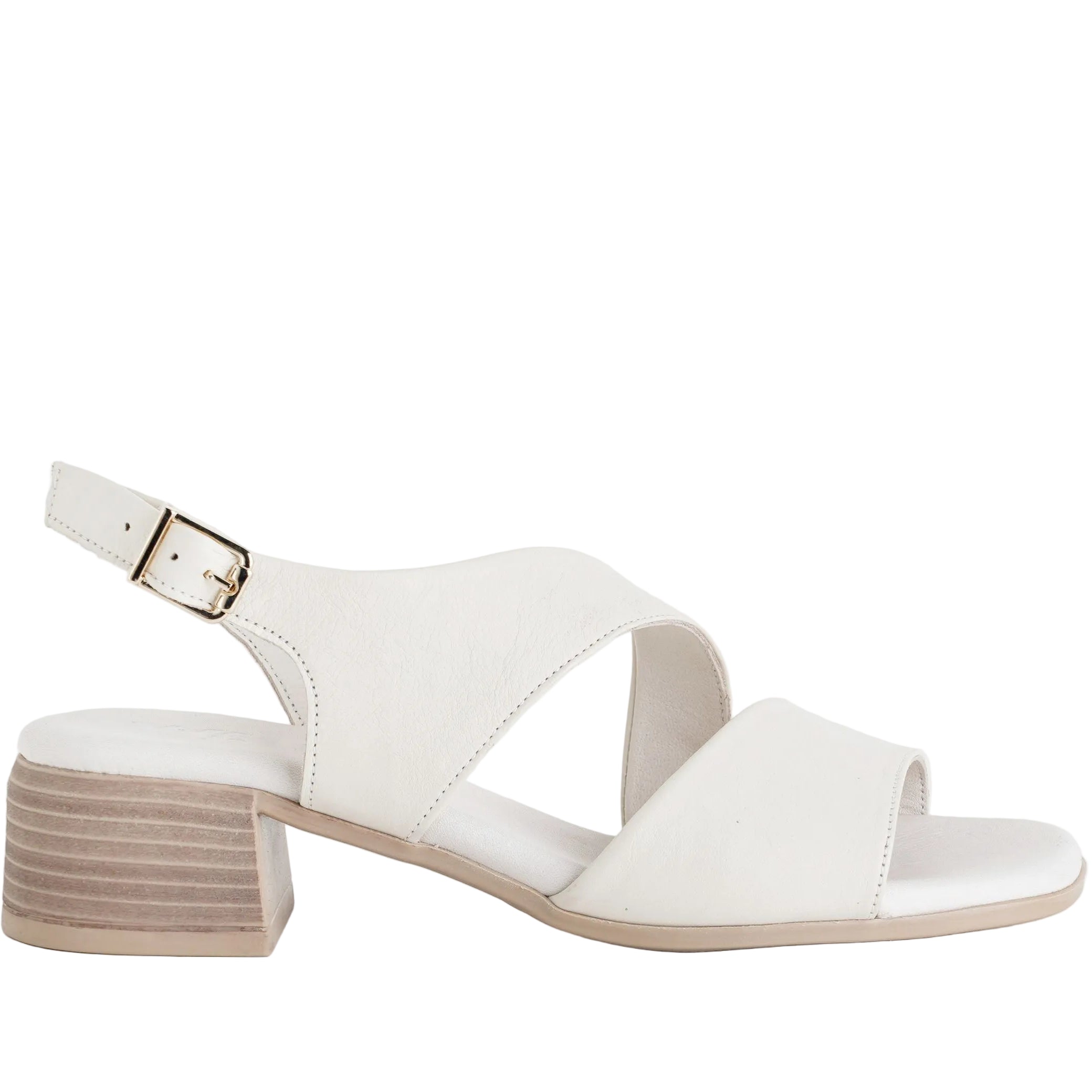 Sandalo Melluso K56062Q crema donna - Nappa sottopiede in pelle suola gomma tacco 4 cm taglie 36-40