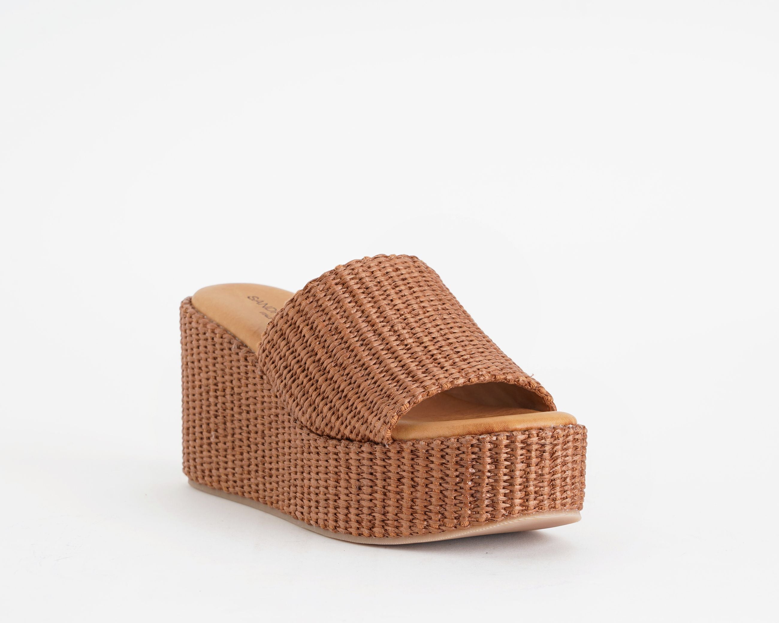 Sandali con zeppa SANDRO ROSI 4284 Rafia Cuoio – Donna