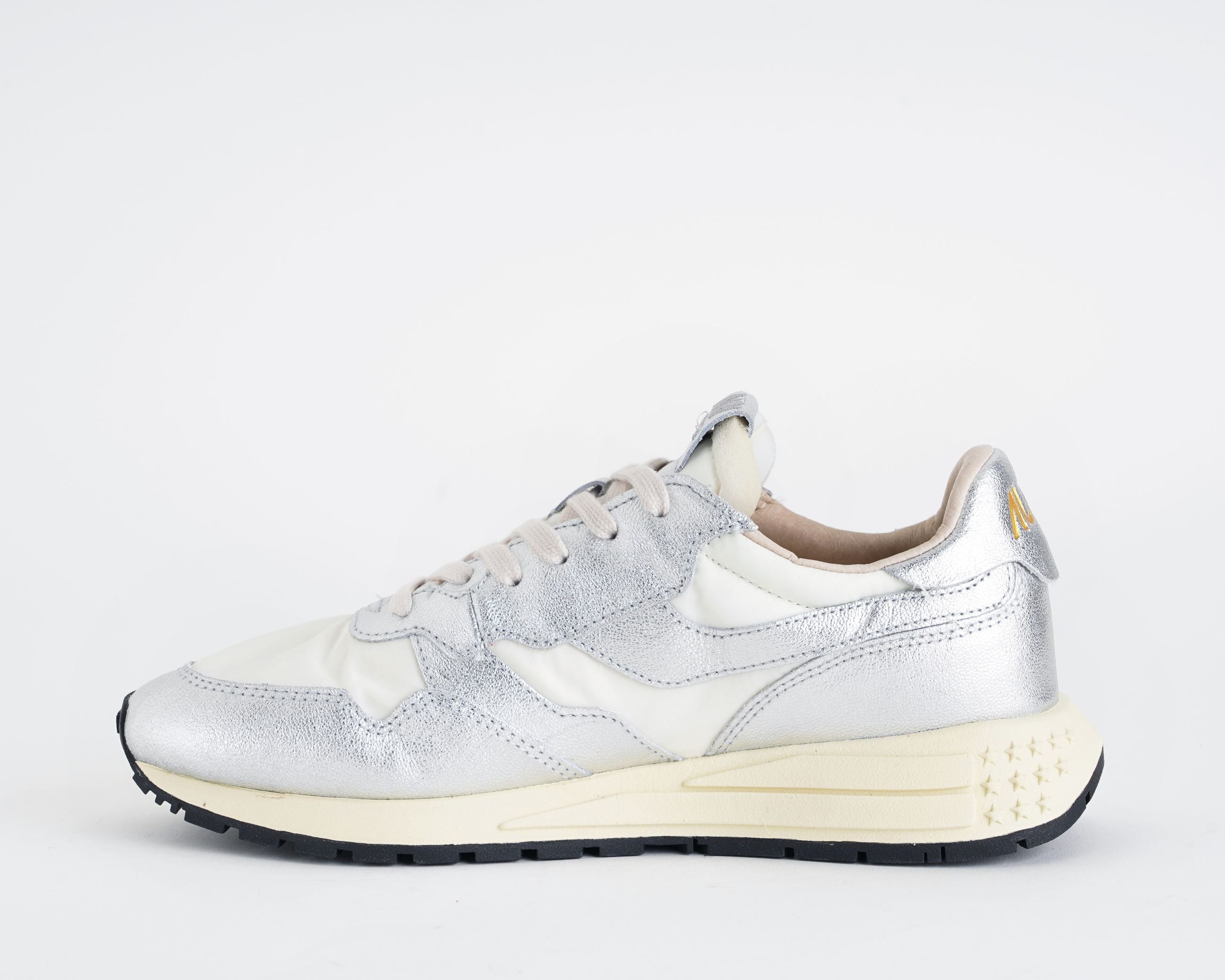 AUTRY Reelwind WWLW AN01 sneakers donna nylon bianco pelle metallizzata argento