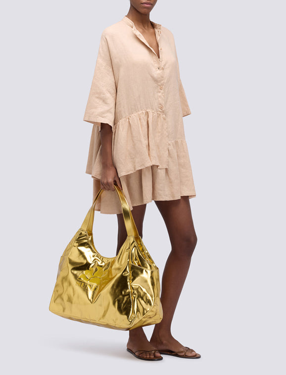Borsa Shopper laminata con logo Sundek AW417ABPU7LA Gold