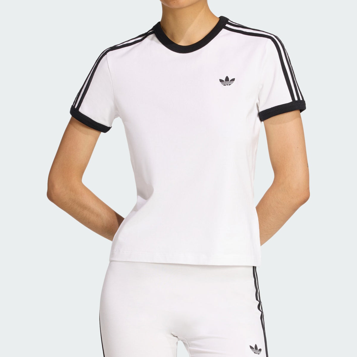 T-Shirt Adidas 3-Stripes Slim KD3683 White/Black Donna
