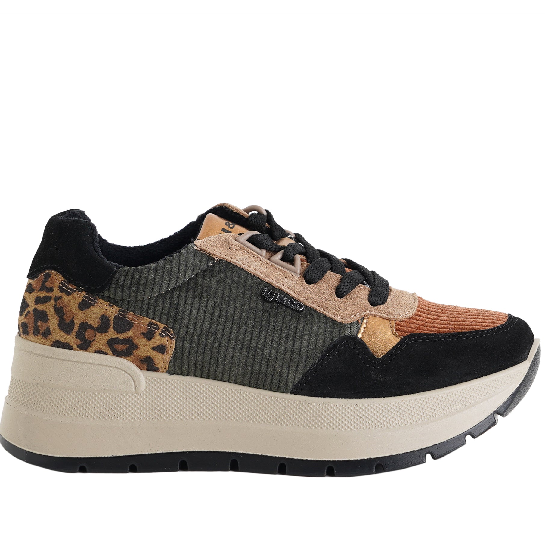 Sneakers con zeppa IGI&CO 8677600 Nero/Verde Donna
