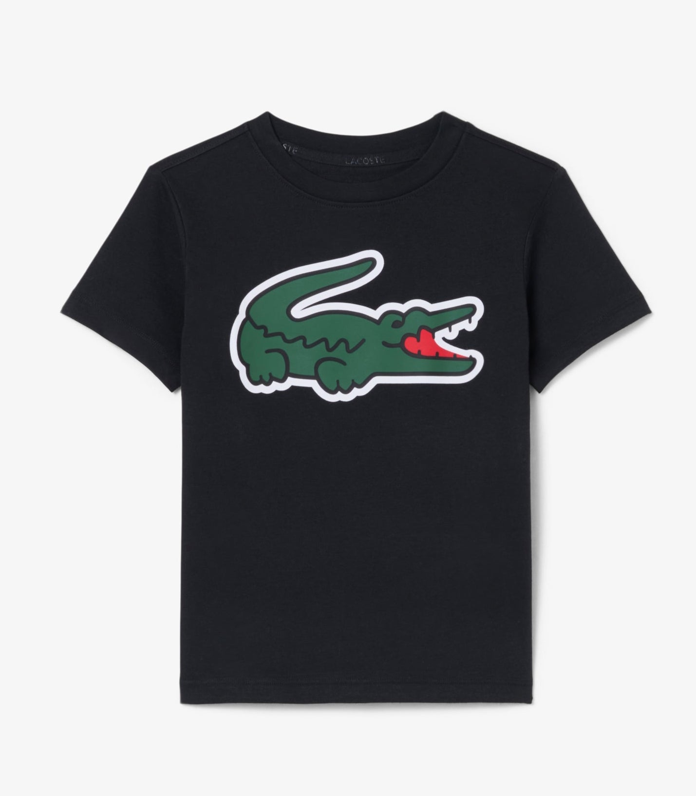 T-shirt Lacoste TJ0803 nero unisex bambino - coccodrillo XXL stampato, tecnologia Ultra Dry, taglie 8A-16A