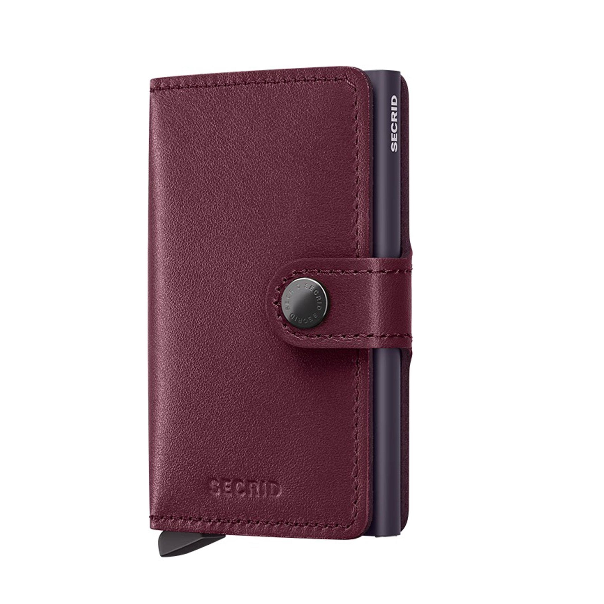 Portafoglio Secrid M-CRANBERRY colore Cranberry – miniwallet in pelle con protezione RFID e chiusura a bottone