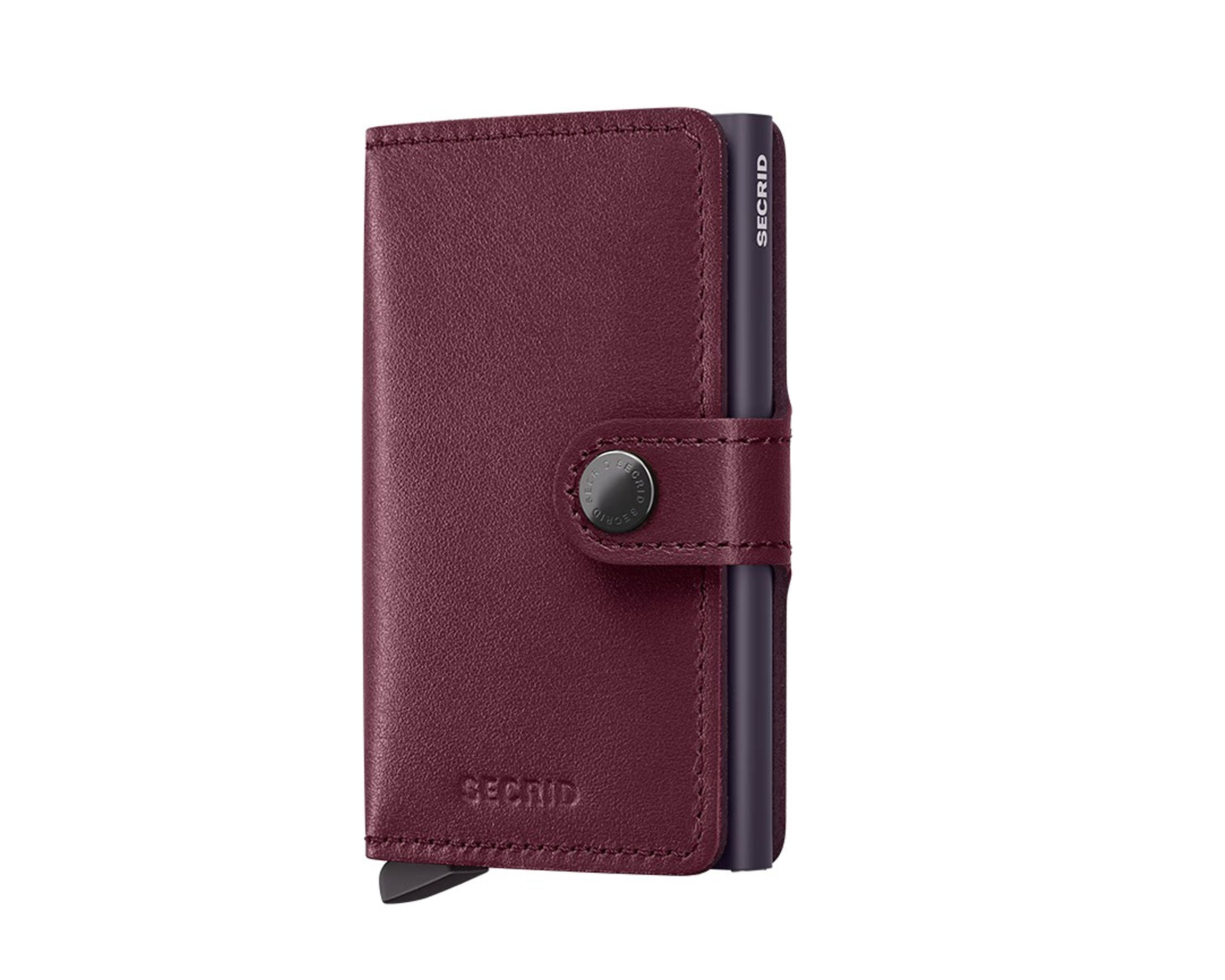 Portafoglio Secrid M-CRANBERRY colore Cranberry – miniwallet in pelle con protezione RFID e chiusura a bottone