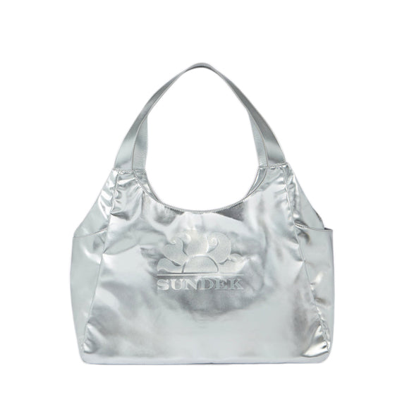 Borsa Shopper laminata con logo Sundek AW417ABPU7LA Silver