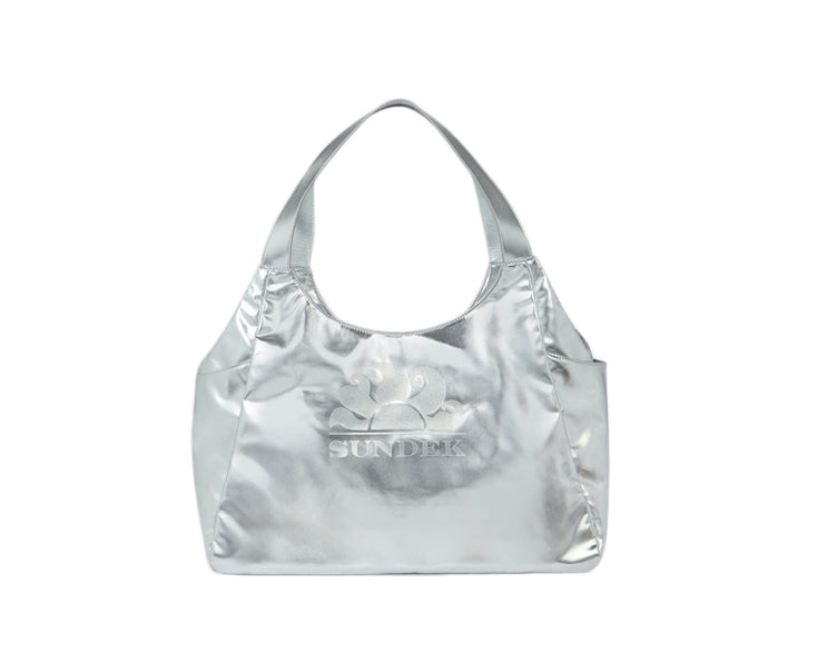 Borsa Shopper laminata con logo Sundek AW417ABPU7LA Silver