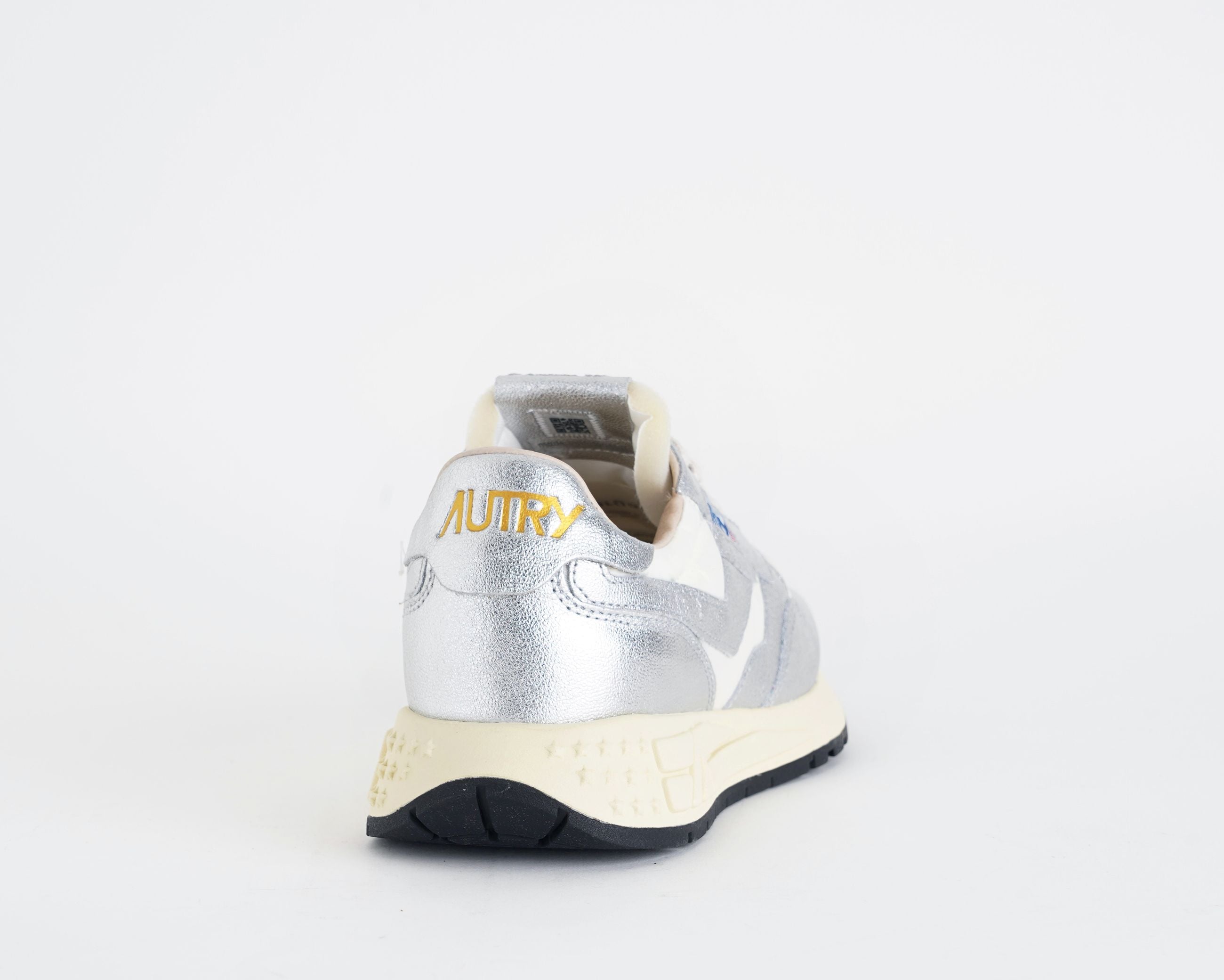 AUTRY Reelwind WWLW AN01 sneakers donna nylon bianco pelle metallizzata argento
