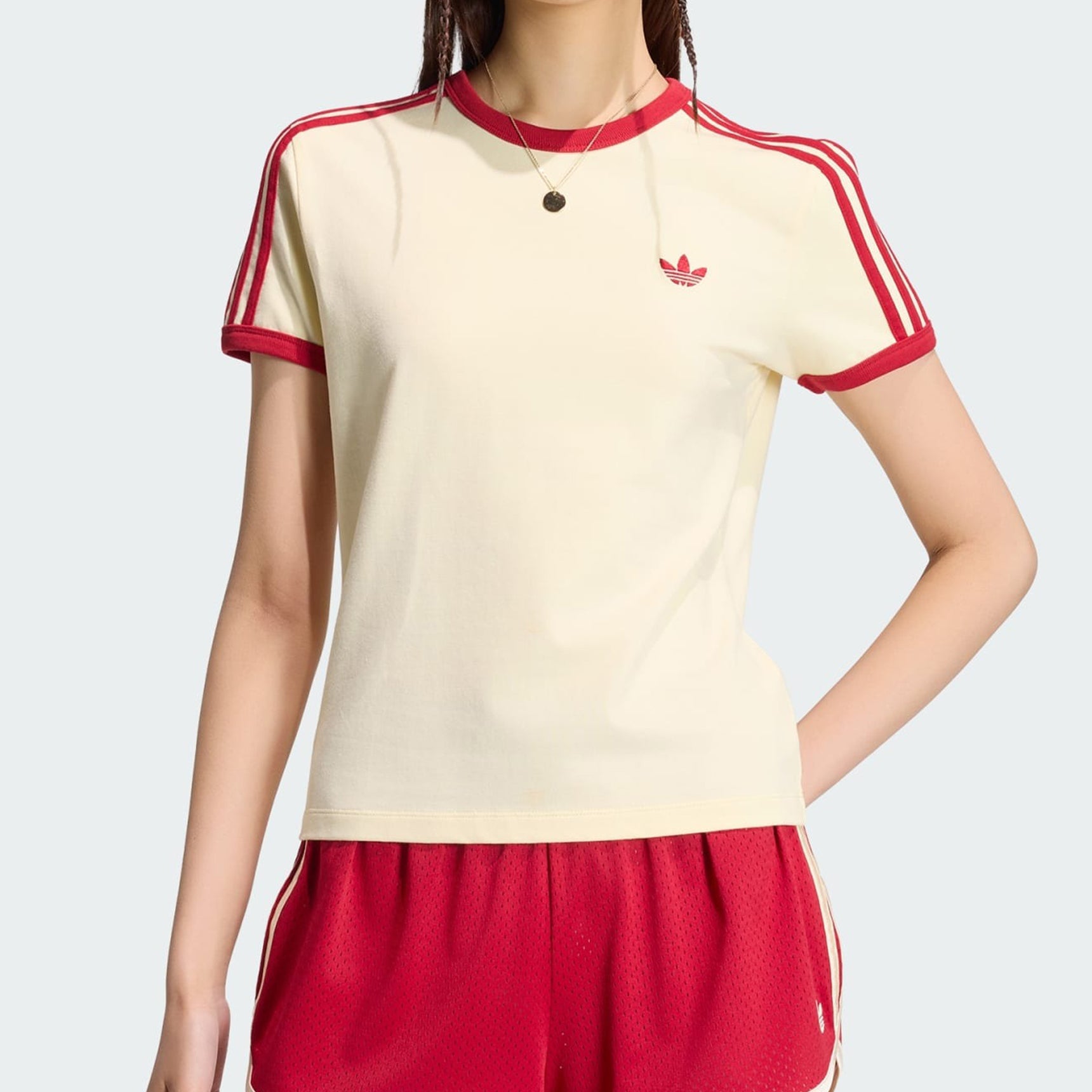 T-Shirt Adidas 3 Strisce Slim KS4780 Warm Vanilla / Team Victory Red