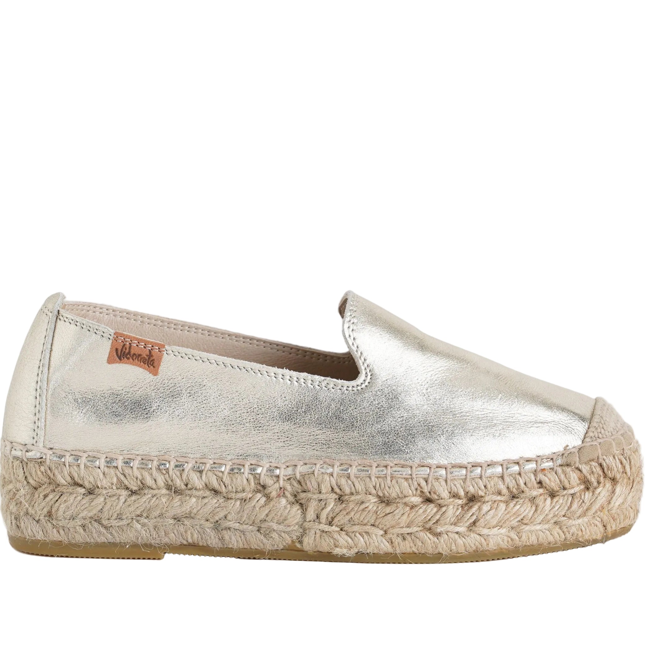 VIDORRETA Espadrillas 0165 nappa metallizzata platino donna - art. 0165