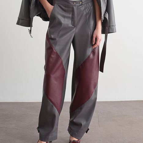 Pantalone con inserti a contrasto JIJIL JPI25PA394.0EP0031 Grigio/Vino Donna