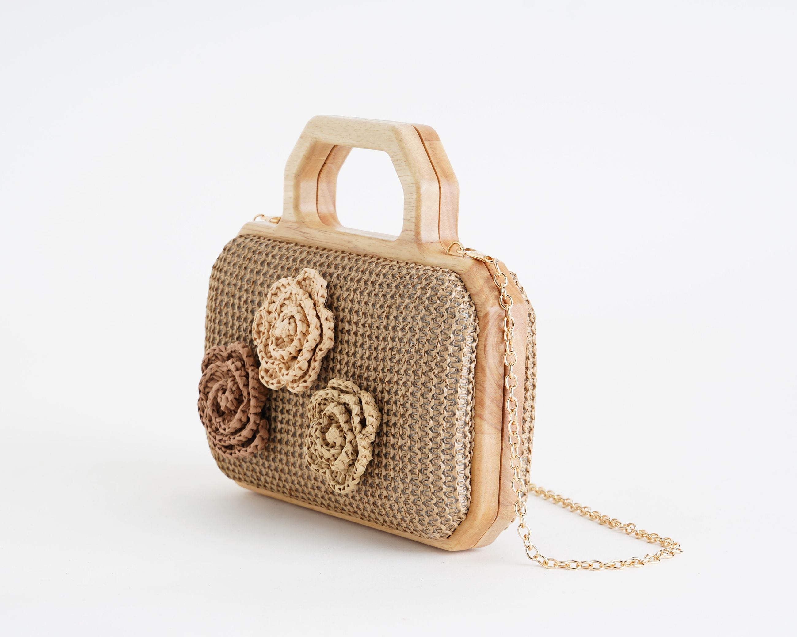 Borsa a mano rigida Exe M006-2 Khaki Flower