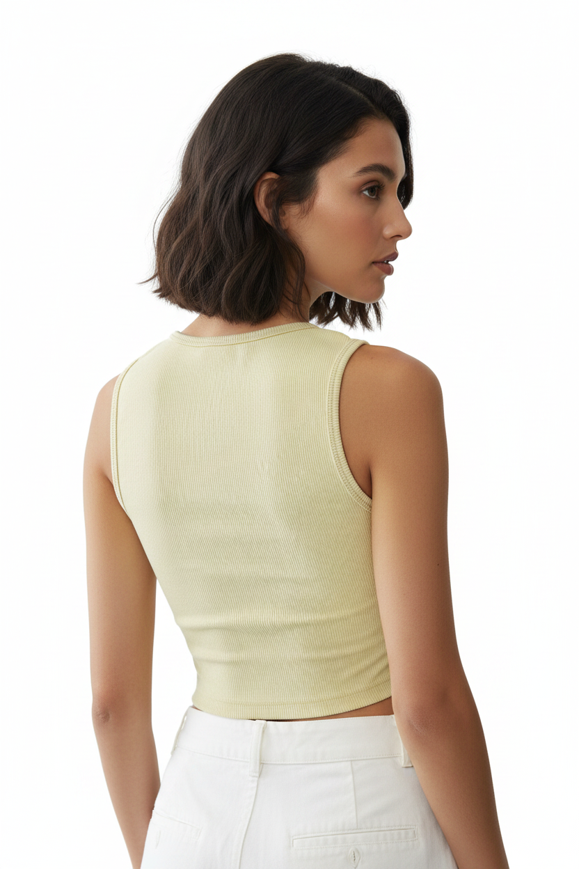 Canotta Cropped Vicolo RAB0099 Giallo
