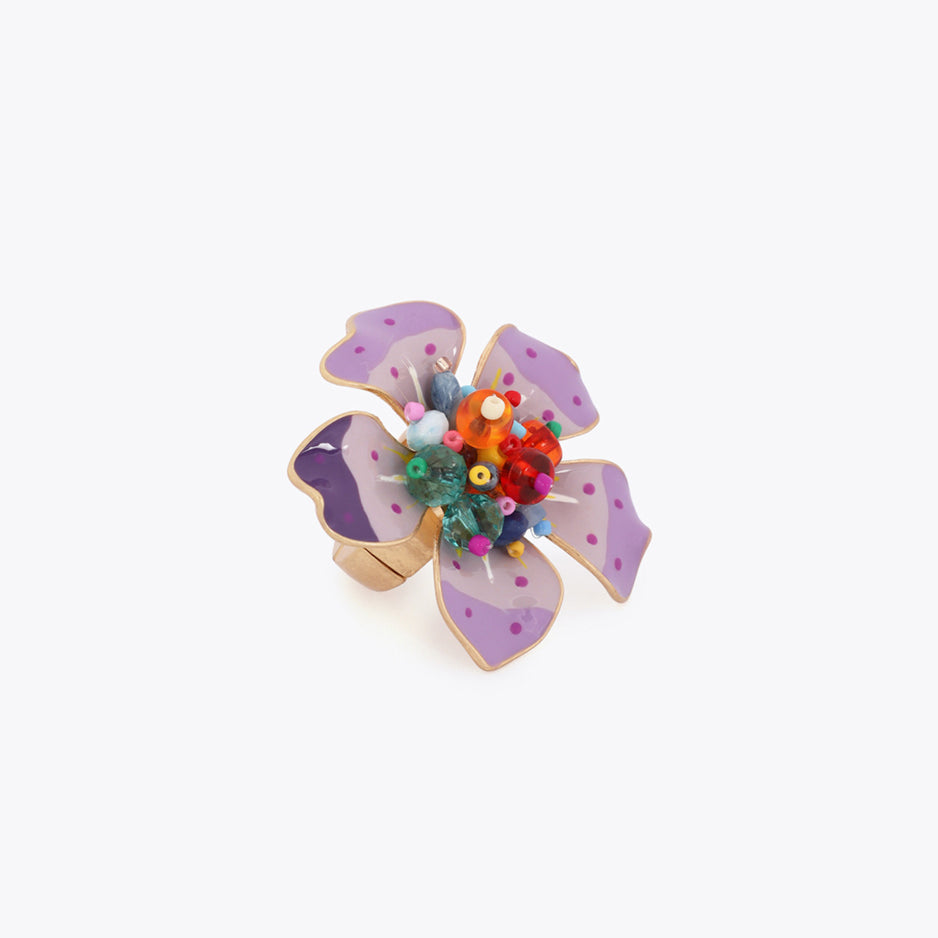 Anello a forma di fiore laccato con perline Lola Casademunt LS2603046 Metal/Multicolor Donna