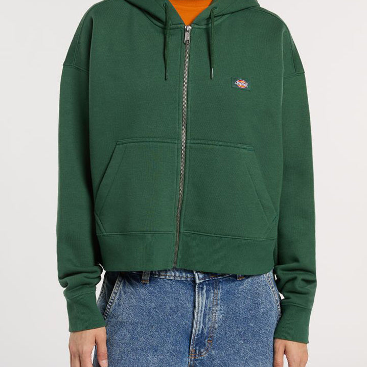 Felpa con cappuccio e zip Dickies OAKPORT DK0A4Y1ZPIN1 verde pino Donna