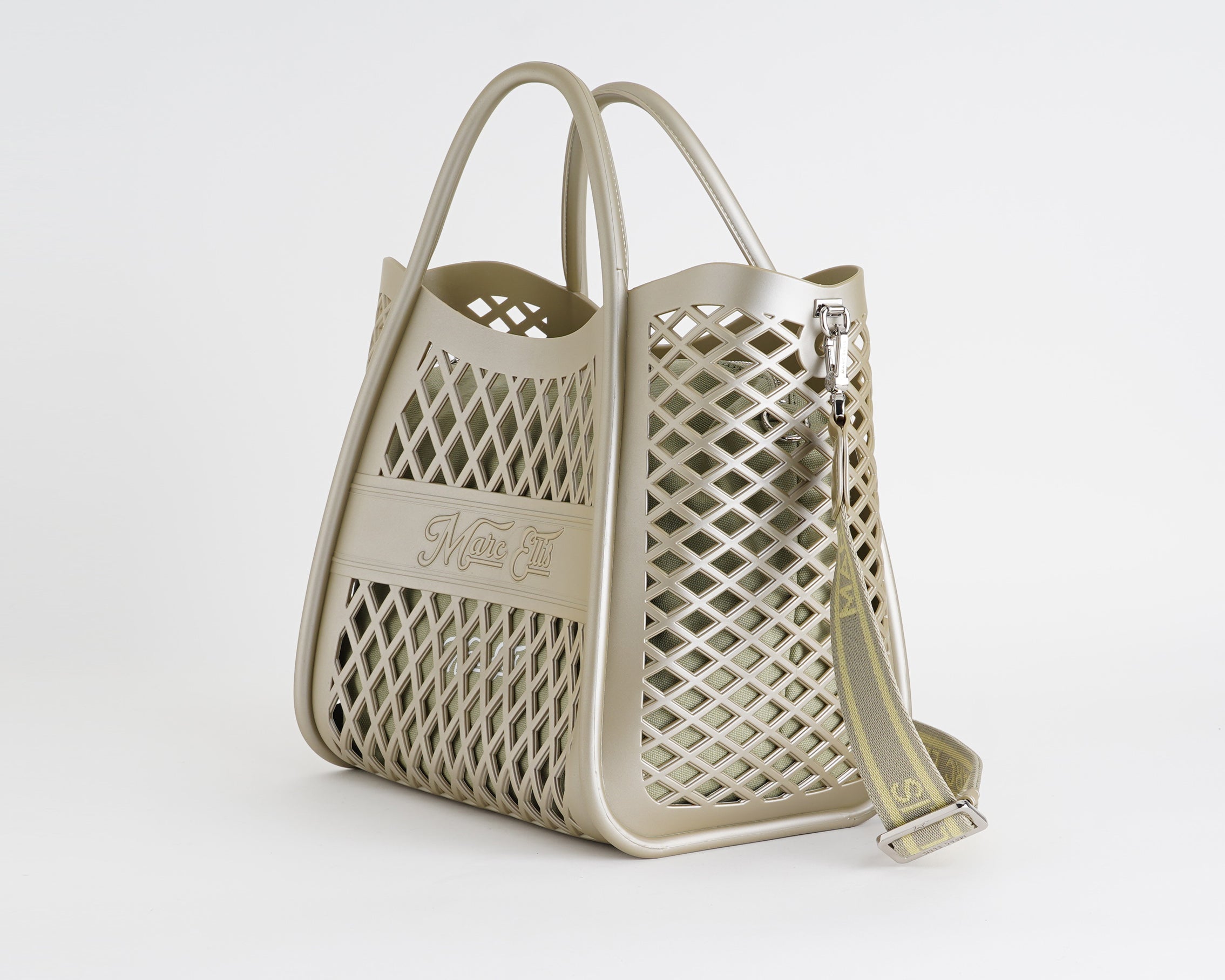 Borsa a mano Marc Ellis FLAT BASKET M Donna Khaki Silver - Vista laterale