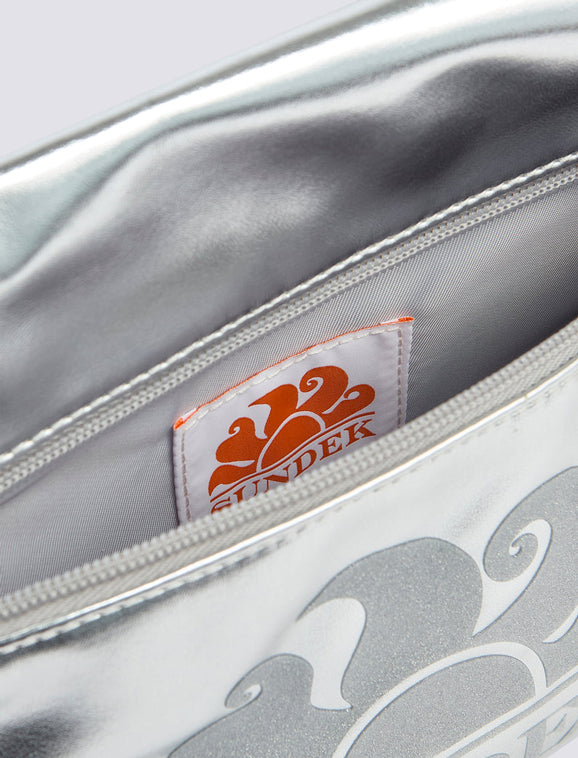Clutch laminata con logo Sundek AW416ABPU7LA Silver