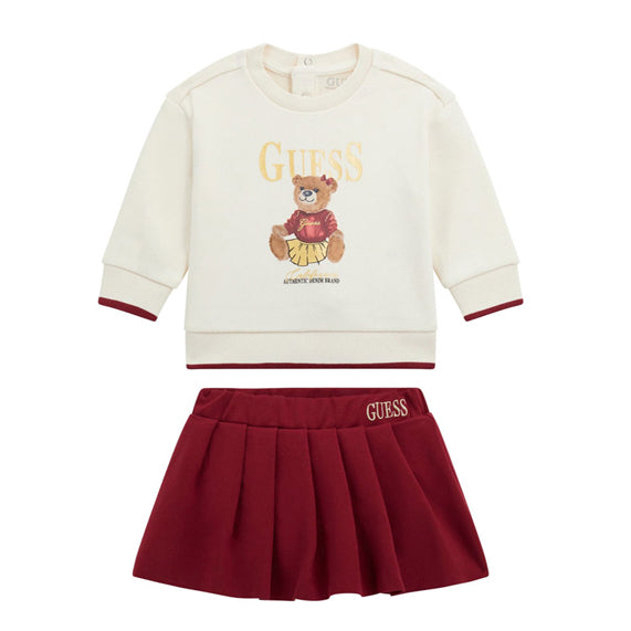 Set felpa+gonna GUESS A5BG01 Cream White Bambina