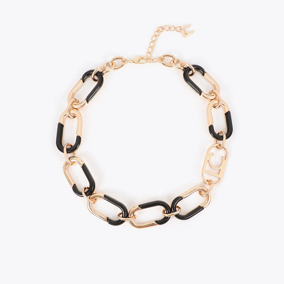 Collana a catena in oro e acrilico Lola Casademunt LS2603042 Nero/Metal Donna