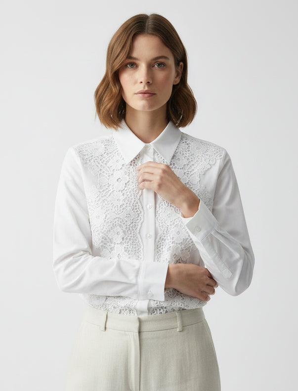 Camicia in pizzo Le Streghe P26LU109 Bianco