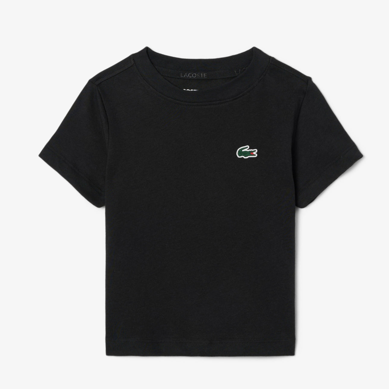 T-shirt Lacoste TJ0777 nero unisex bambino - tecnologia Ultra Dry, cotone organico, taglie 8A-16A