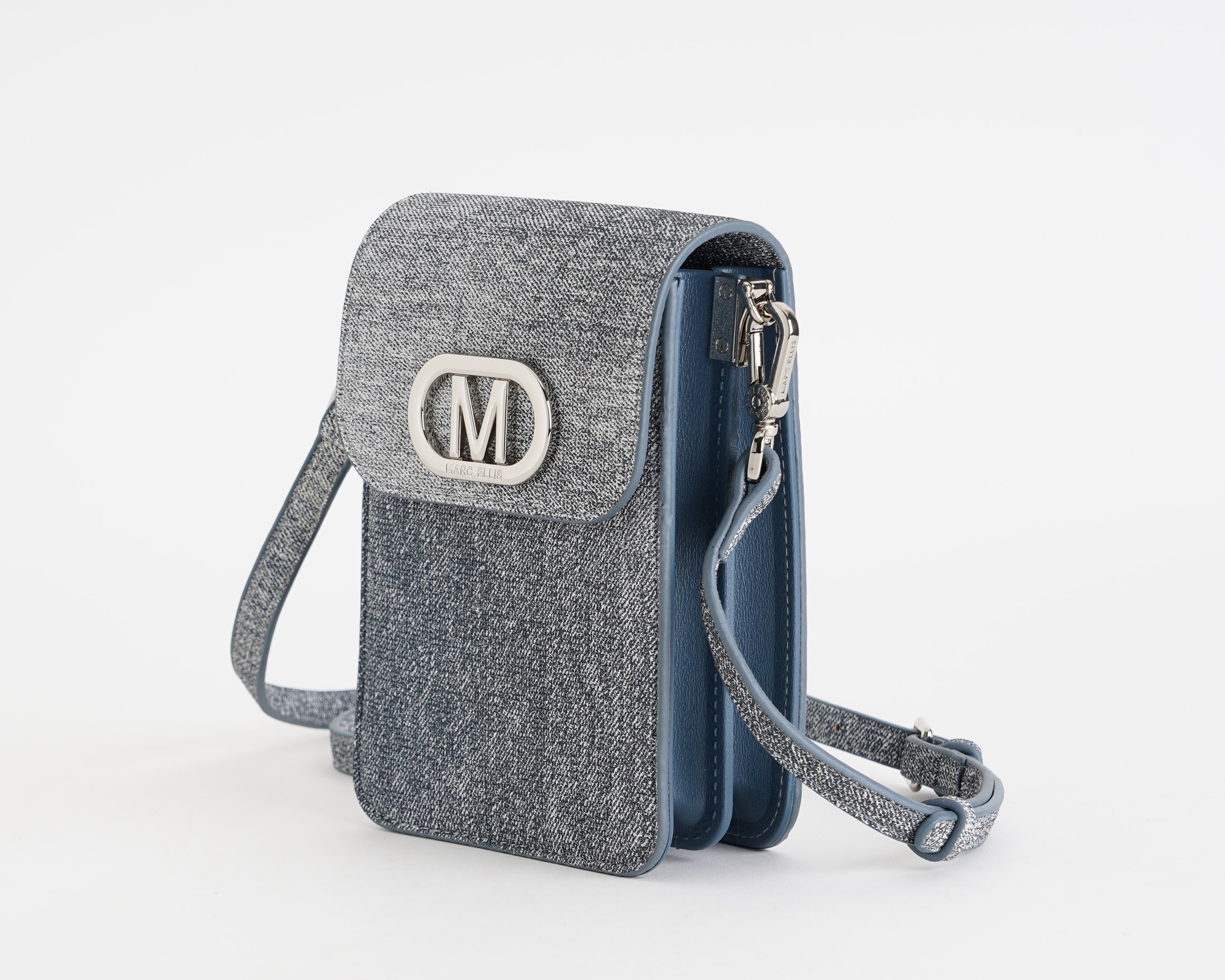 Mini Bag a tracolla Marc Ellis KOURTNEY CASE Jeans/Silver
