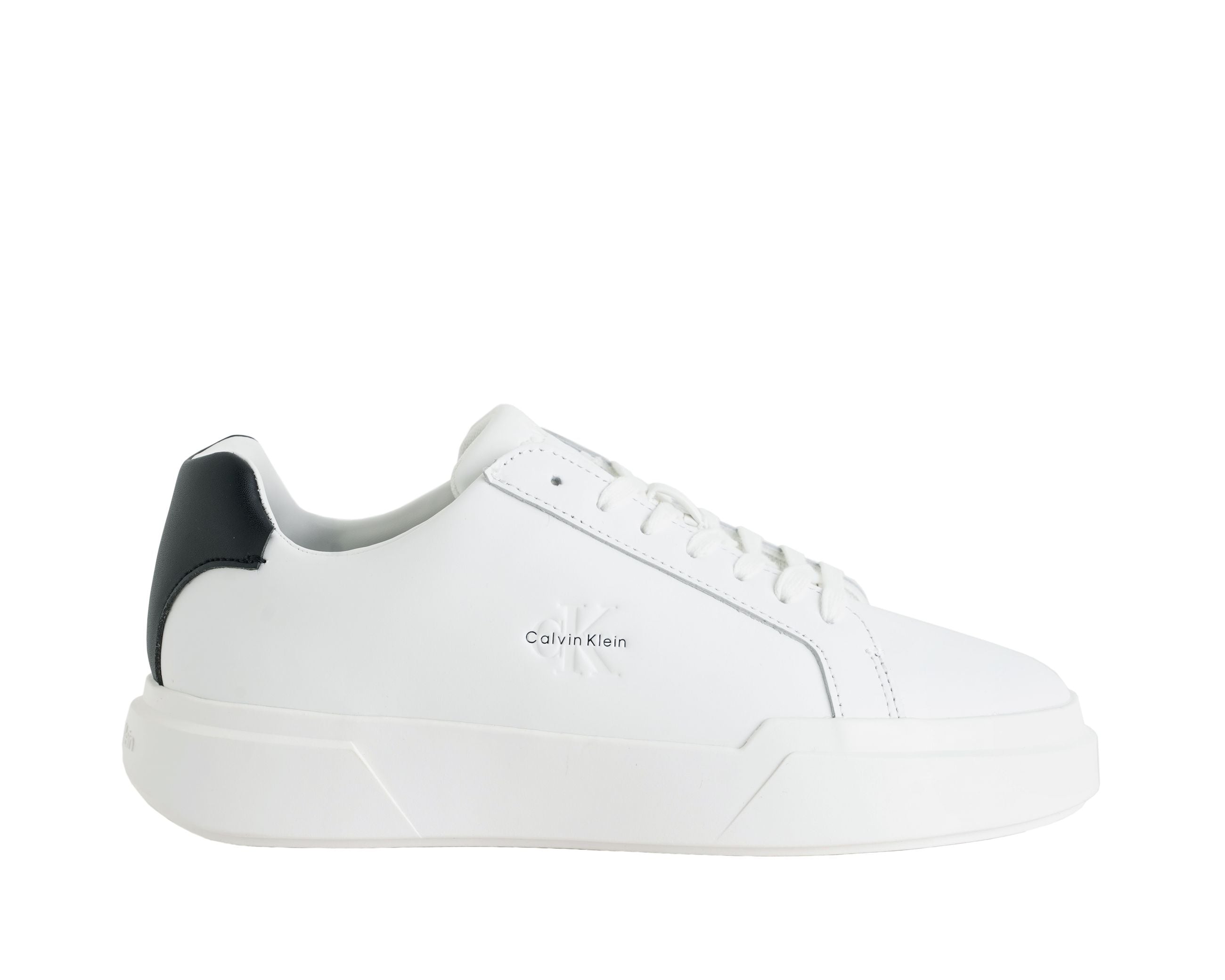 Sneakers uomo Calvin Klein Chunky Cupsole Lace-Up YM0YM01344 bianco/nero – vista laterale principale, profilo suola chunky