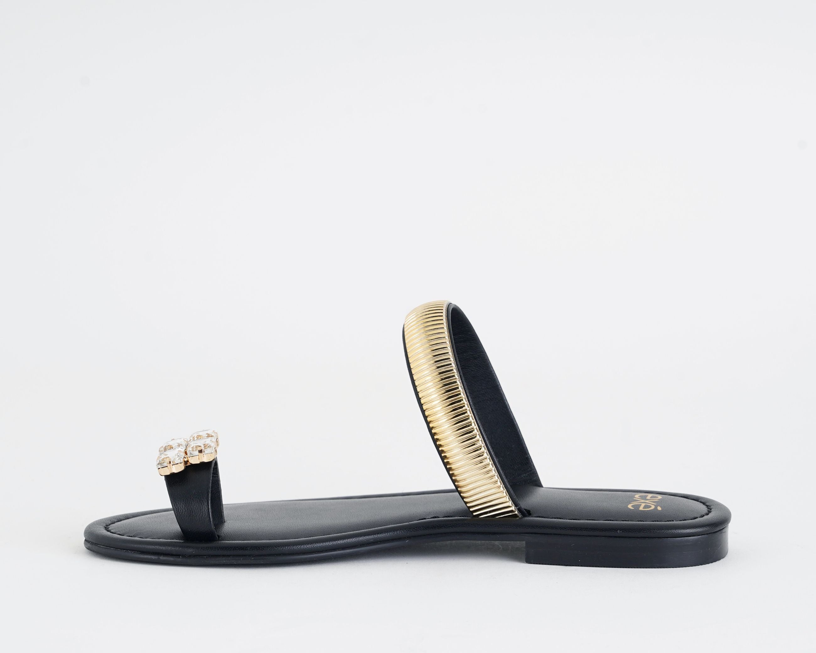 Sandalo basso donna EXE Margot KS.26.152 nero, sottopiede in pelle e suola in gomma