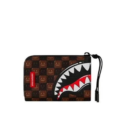 Portafoglio Sprayground Shark In Paris Wtf Bubble Brown Check Wallet 910W3902NSZ Unisex Uomo Donna