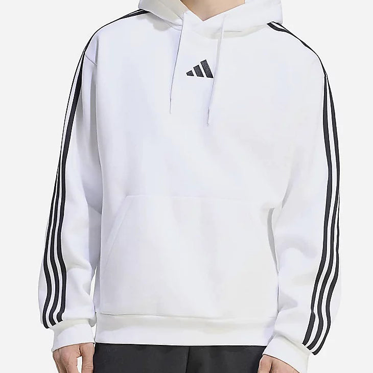 Felpa con cappuccio Adidas 3S FL KY4171 Bianco/Nero Uomo