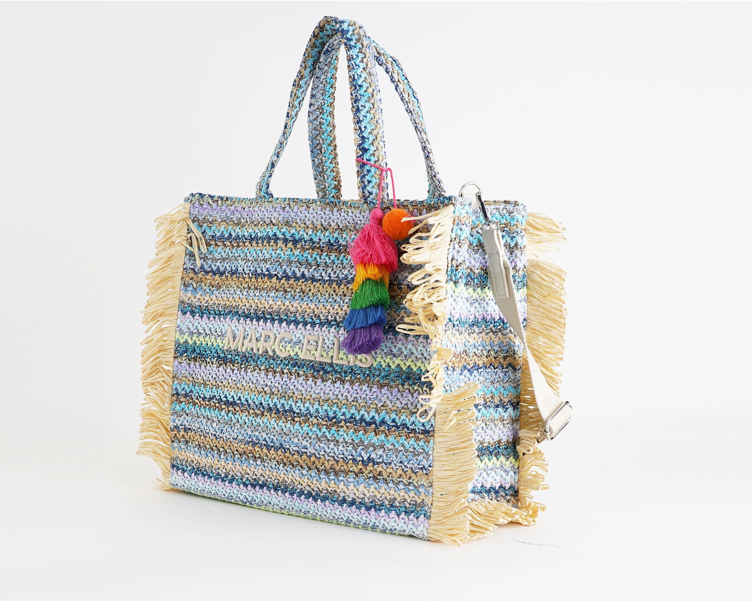 Borsa a mano Marc Ellis Buby S.Claire L Donna – Sky – vista laterale, profilo con struttura rigida e finiture logate