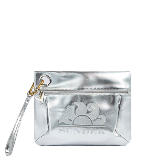Clutch laminata con logo Sundek AW416ABPU7LA Silver