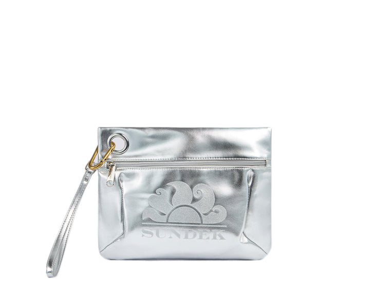Clutch laminata con logo Sundek AW416ABPU7LA Silver
