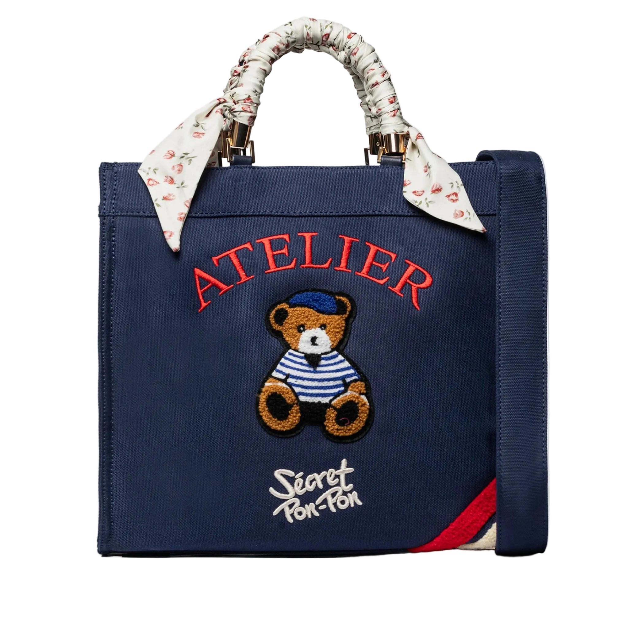 Borsa a mano Sécret Pon-Pon Saint Tropez Bag M Blu Navy Donna – tracolla regolabile, chiusura zip, H.31xL.35xP.14 cm