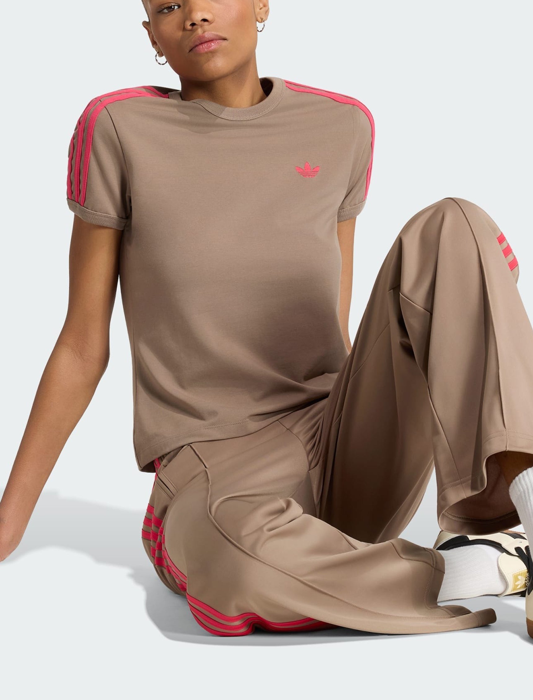 T-Shirt Adidas 3 Stripes KU8192 Khaki Six / Power Pink