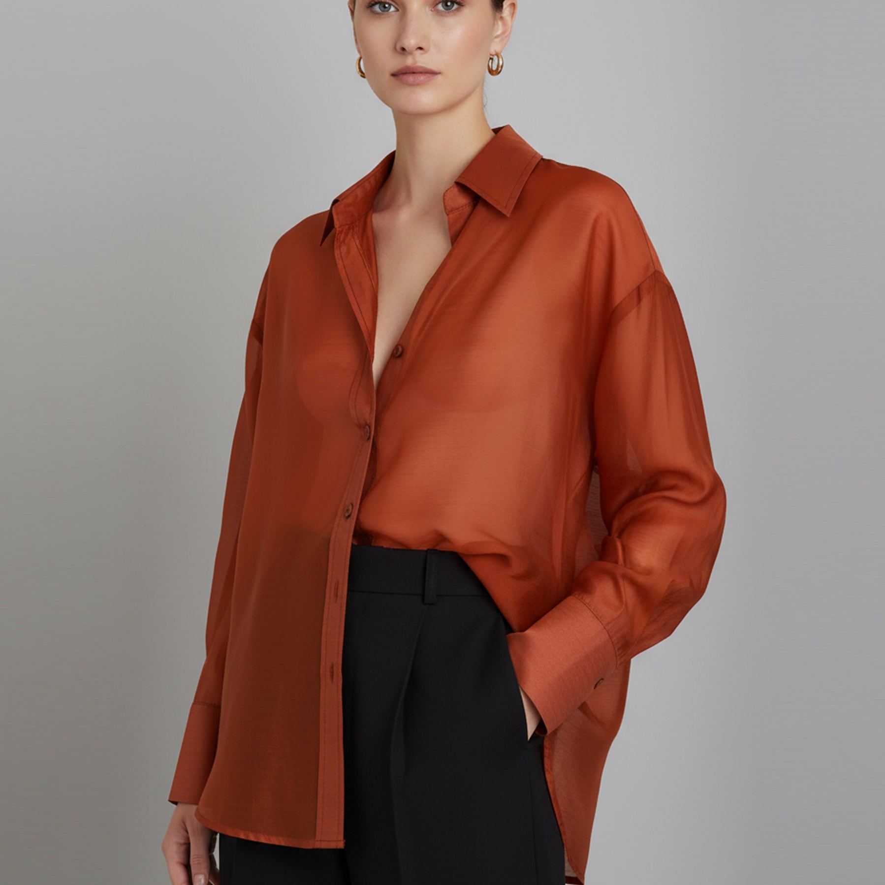 Camicia Anonyme Tencel Summer Shirt P26SB238 Brick