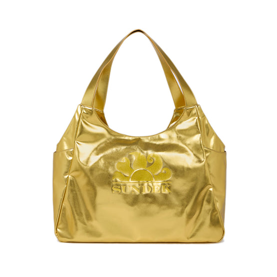 Borsa Shopper laminata con logo Sundek AW417ABPU7LA Gold