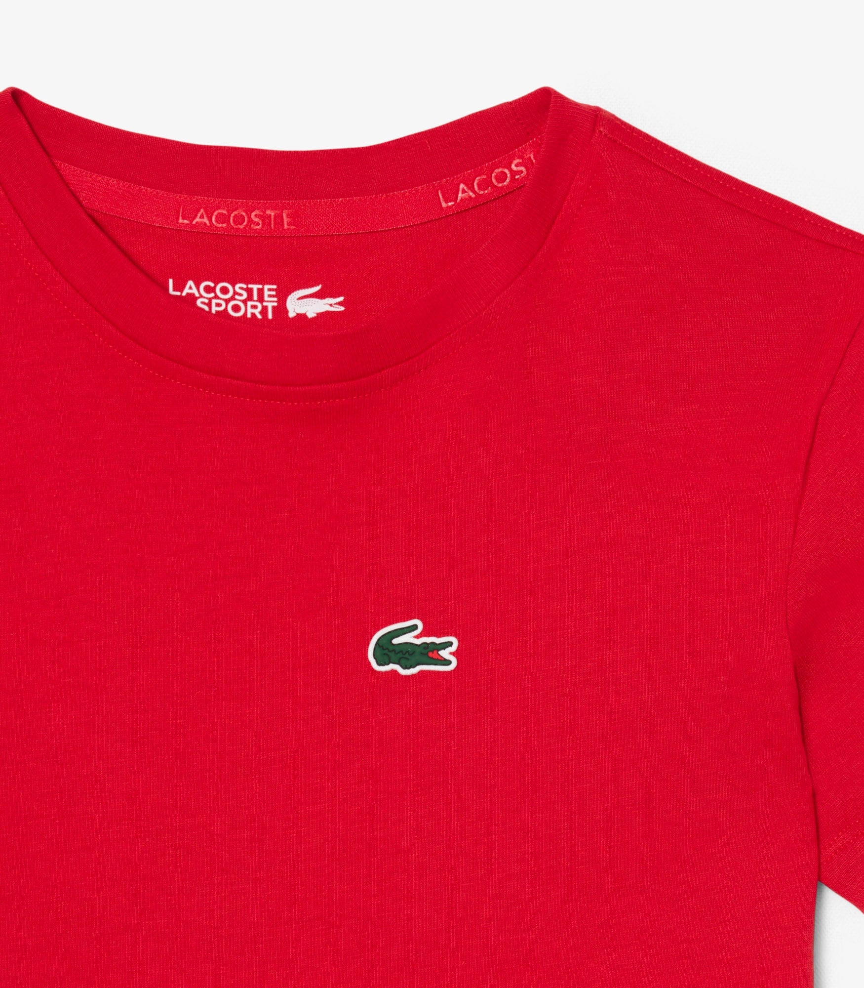 T-shirt Lacoste TJ0777 rosso unisex bambino - tecnologia Ultra Dry, cotone organico, taglie 8A-16A