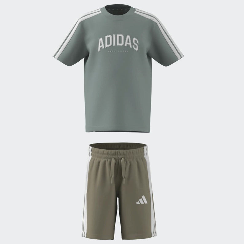 Adidas Collegiate Set Wonder Sage HZ0881 – Completo t-shirt e shorts bambino 100% cotone jersey